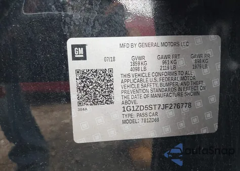 2018 Chevrolet Malibu Lt from USA, damaged, VIN 1G1ZD5ST7JF276778